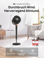 DREO 23dB leiser Standventilator, 120°+120° Omni-direktionale oszillierende Ventilator, 27M Windentfernung, 1615 m³/h Luftvolumen Echt Turbo-Luftzirkulator Fans, 89-102cm Höhe 3 Modi 8-Geschwindigkeit