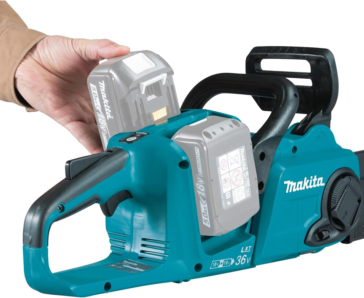 Motosierra a batería Makita DUC353, longitud de espada de 350 mm, funcionamiento a batería
