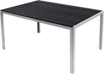 XL Gartentisch Aluminium Non Wood Silber/Schwarz Esstisch Gartenmöbel Tisch Holzimitat wetterfest 180x90x74cm