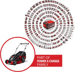 Cortacésped inalámbrico Einhell GE-CM 43 Li M Kit Power X-Change (36 V, ancho de corte de 43 cm, hasta 600 m², sin escobillas, kit de mulching, cesta colectora de 63 L, altura de corte de 25-75 mm, incl. 2 baterías de 4,0 Ah + 2 cargadores)