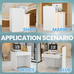Mostrador de recepción con tira de luz LED, escritorio de recepción pequeño con cajones con cerradura, mueble de recepción moderno, mesa de recepción, mostrador frontal compacto para salón, negocio, hotel y oficina, 44x80x100 cm