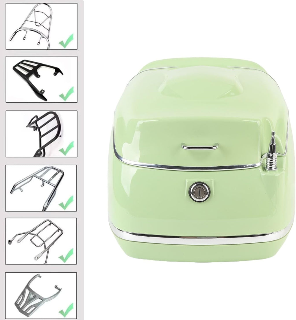 Juqrelith Top Case para Moto 38L, Impermeable, Compatible Universal, Negro - Baúl de Almacenamiento con Cierre de Llave, Protección Estanca para Casco y Guantes (Verde)