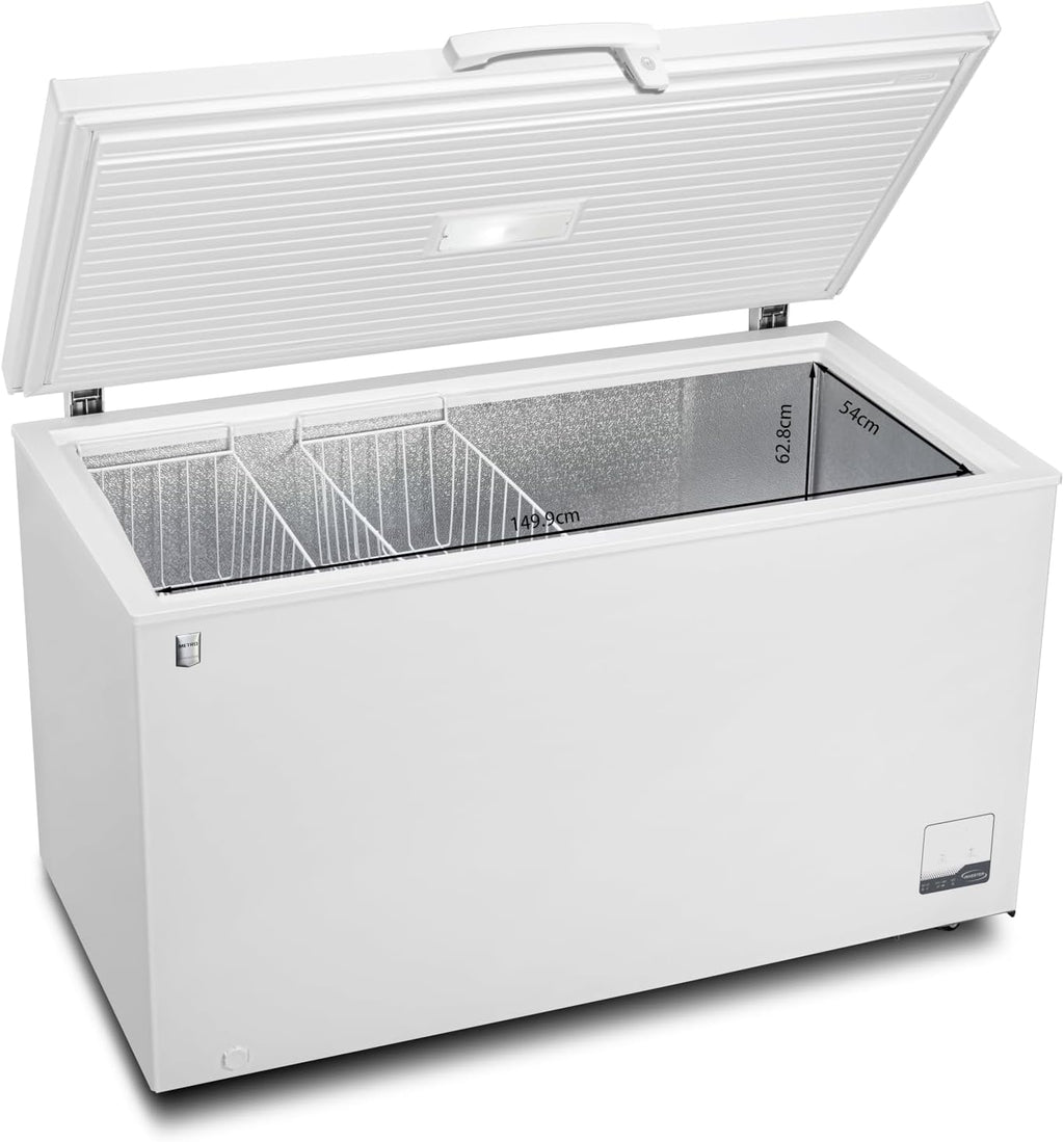 METRO Professional Arcón congelador GHF2500, 500 L, 125 W, congelador horizontal, 2 cestas de almacenamiento, cerradura de puerta, alarma de temperatura, ruedas, blanco