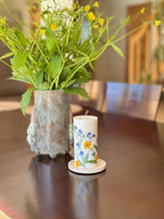 Vela de soja con estampado floral, vela aromática, 14 cm x 7 cm, 45–50 horas de duración