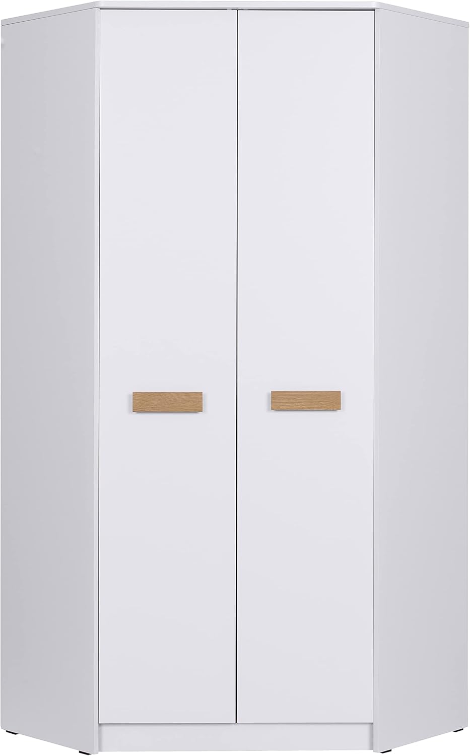 Marmex Grant G8+G15 - Eckschrank 91x235x91 cm, Bücherregal - Eckgarderobe mit Kleiderstangen und Einlegeböden für das Jugendzimmer, Schlafzimmer - Eckkleiderschrank - weiß + Riviera Eiche