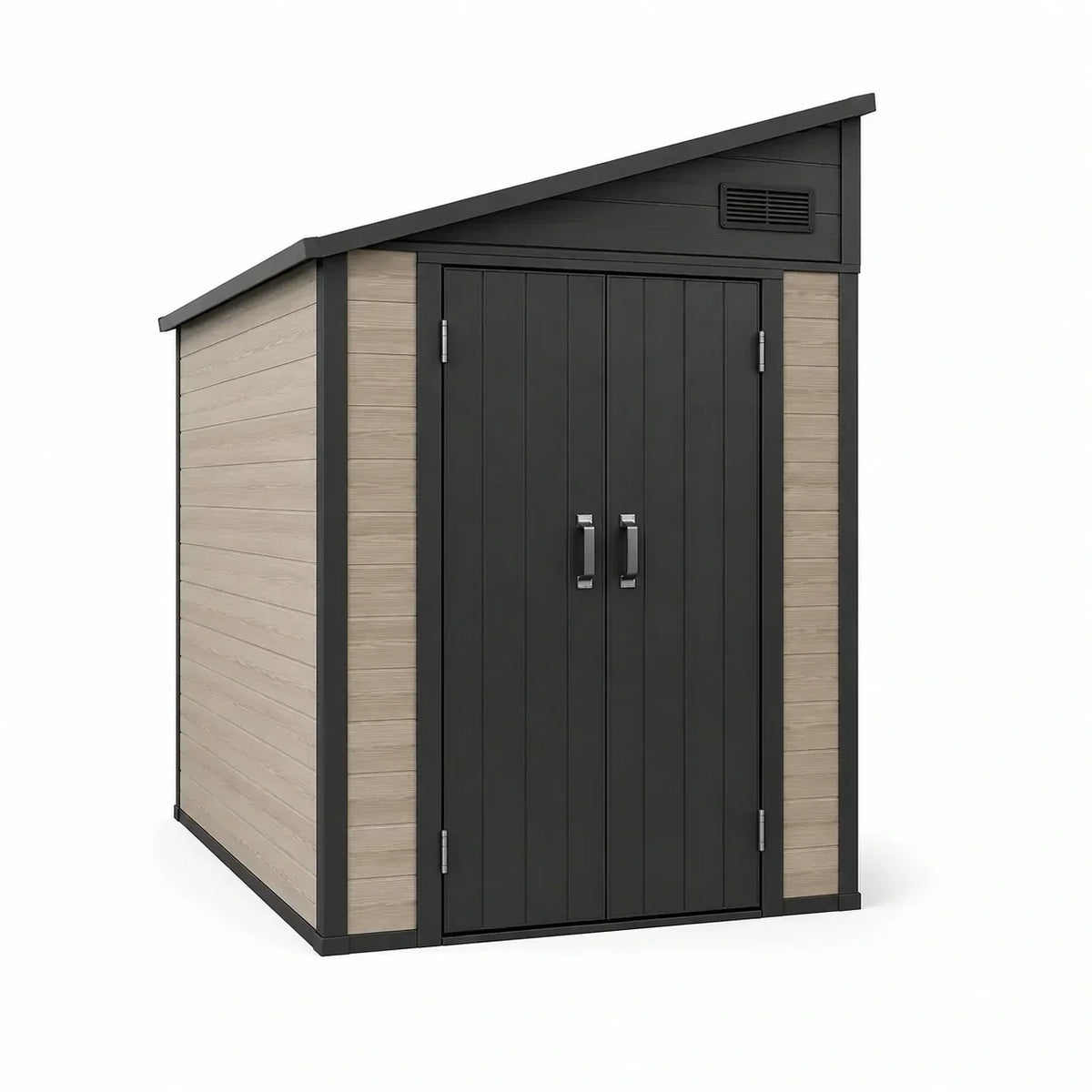Caseta de jardín de plástico 180x150x210 cm negro/marrón