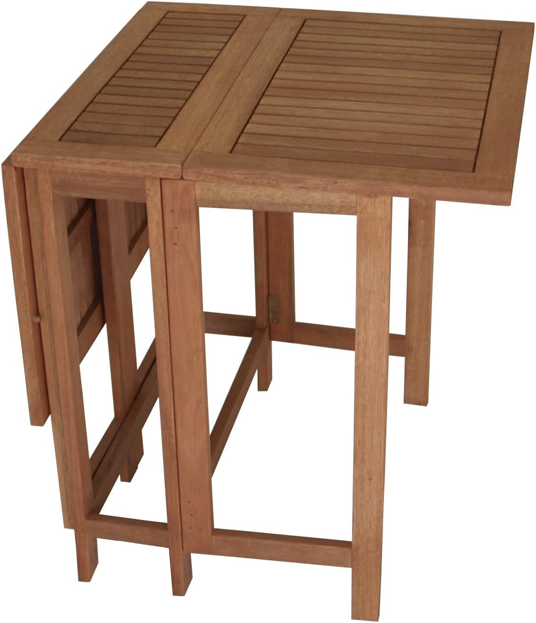 Mesa plegable doble para balcón, 107x65x74 cm, rectangular, madera de eucalipto aceitada, marrón, con certificación FSC®