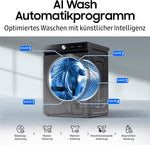 Lavadora Samsung WF90F09C4SU2 Bespoke AI, 9 kg, Clase energética: A (-55%), pantalla táctil de 7 pulgadas, SmartThings Energy Mode, AI Home y AI Wash, Ecobubble, programa de lavado SuperSpeed de 39 min., Dark Steel