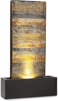 Fuente de jardín blumfeldt Raincastle para interiores y exteriores Allround Edition - circulación de agua constante, cable de alimentación extralargo de 10 m, 12 LEDs, bomba de 8 W, grado de protección: IPX8, 10 kg, gris grafito