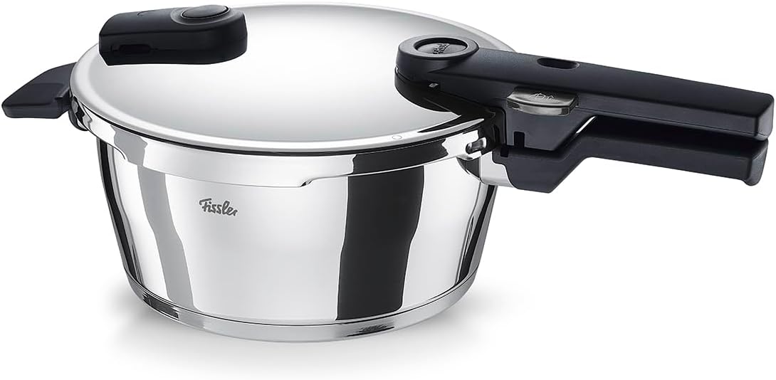 Olla a presión Fissler Vitaquick (3,5 L, Ø 22 cm) de acero inoxidable, 2 niveles de cocción, fabricada en Alemania - Inducción