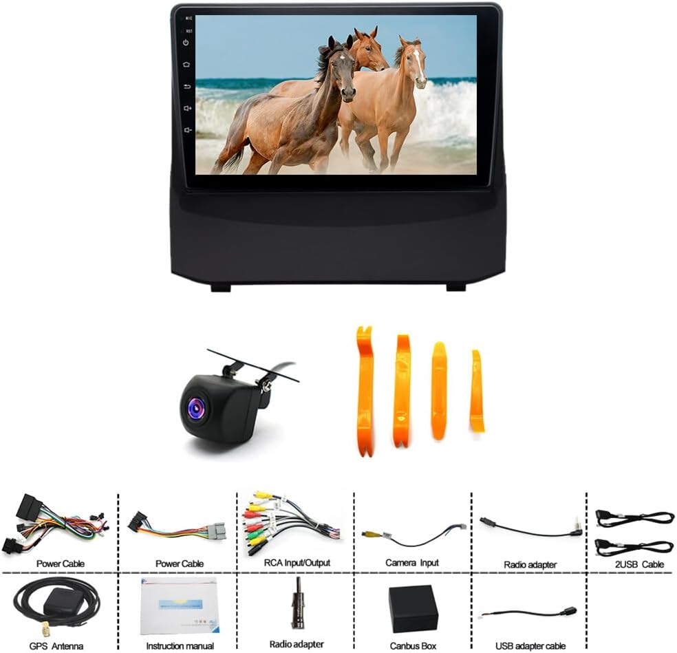 Autorradio Android 13 de 9" con navegación, 2 GB + 32 GB, para Ford Fiesta MK6 2008-2016, compatible con CarPlay inalámbrico y Android Auto, WiFi, Bluetooth 4.0, GPS, DSP, USB