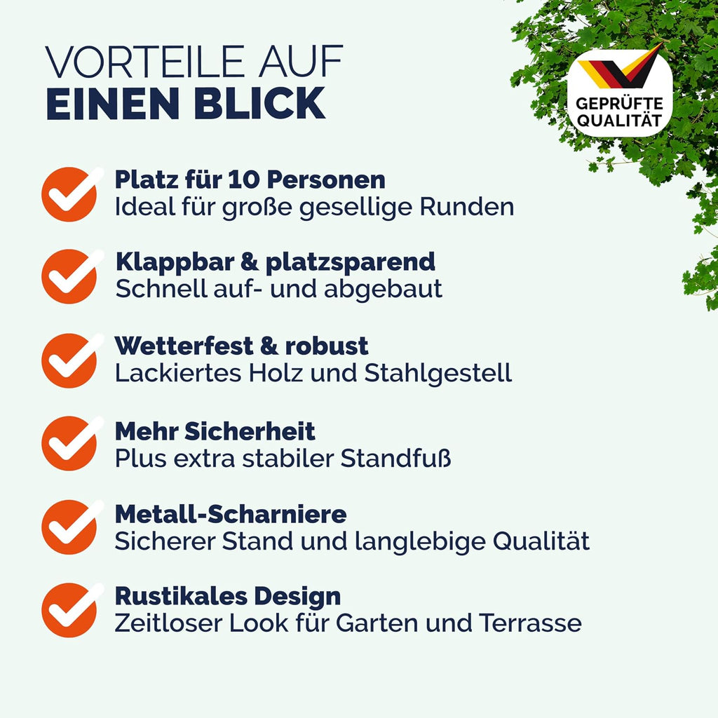 Casaria Bierzeltgarnitur 220 cm Klappbar Stabil 3 Teilig 2X Bierbank 1x Breiter Tisch Holz Biertischgarnitur Festzeltgarnitur Biergarten Biergarnitur