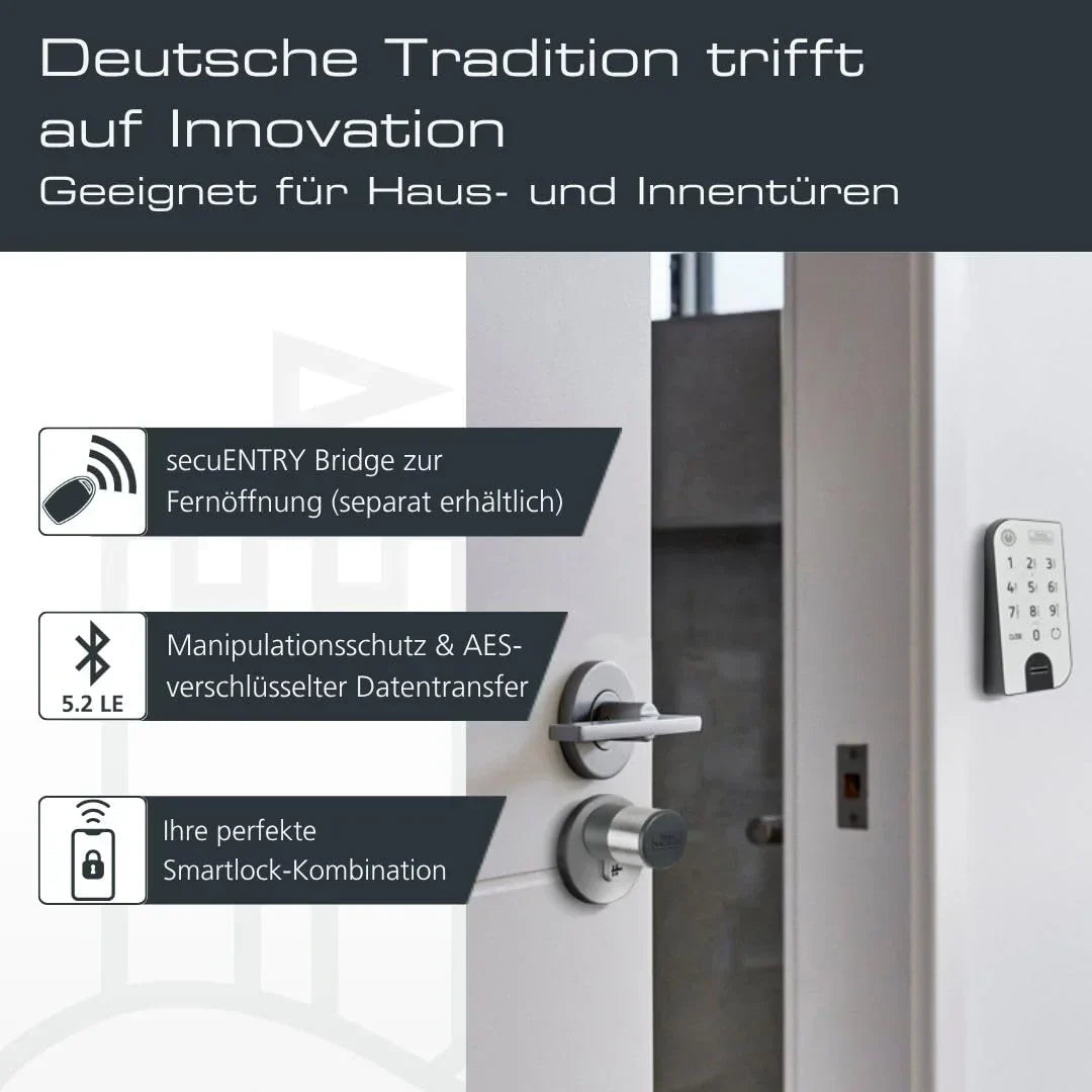 BURG-WÄCHTER Cerradura electrónica para puerta ENTRYeasy 7602 FP Cilindro Teclado App Huella dactilar Código PIN Llave inalámbrica Acero inoxidable