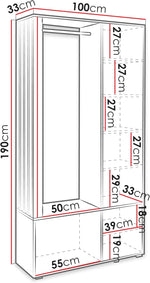 Set de recibidor Mirjan24 Raldento con espejo, perchero, zapatero y compartimentos, perchero de pared, mueble de entrada, recibidor compacto (color cachemir)