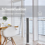 Ventilador de torre Stadler Form Peter, energéticamente eficiente y silencioso con 29 dB(A), con mando a distancia, función de oscilación, 6 velocidades, temporizador de 7 horas, luces LED regulables, adecuado para el dormitorio, negro