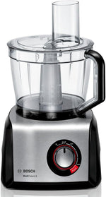 Procesador de alimentos compacto Bosch MultiTalent 8, más de 50 funciones, bol de 3,9 L, batidora de 1,5 L, cuchilla universal, para cortar y rallar (fino, grueso), disco batidor (nata), exprimidor, 1250 W, MC812844