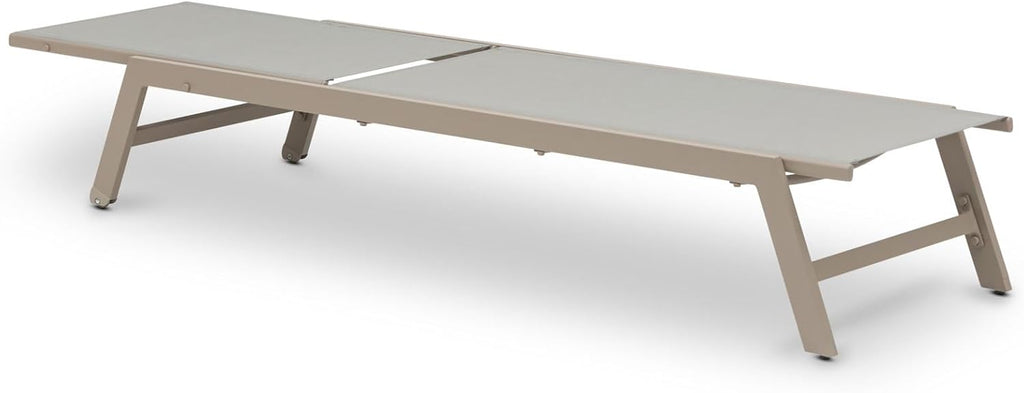 Tumbona de jardín IDIMEX ESPIRITU ajustable en altura, champán – Tumbona con respaldo ajustable de aluminio y textileno resistente a los rayos UV, para terraza, balcón, jardín, tumbona de relax para exterior