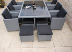 Ragnarök-Möbeldesign Heimdall Premium PolyRattan - Deutscher Hersteller - 8 Jahre GARANTIE - Aluminium Gartenmöbel Essgruppe Tisch Stuhl Hocker Platinum Grau Rostfrei Sitzgruppe