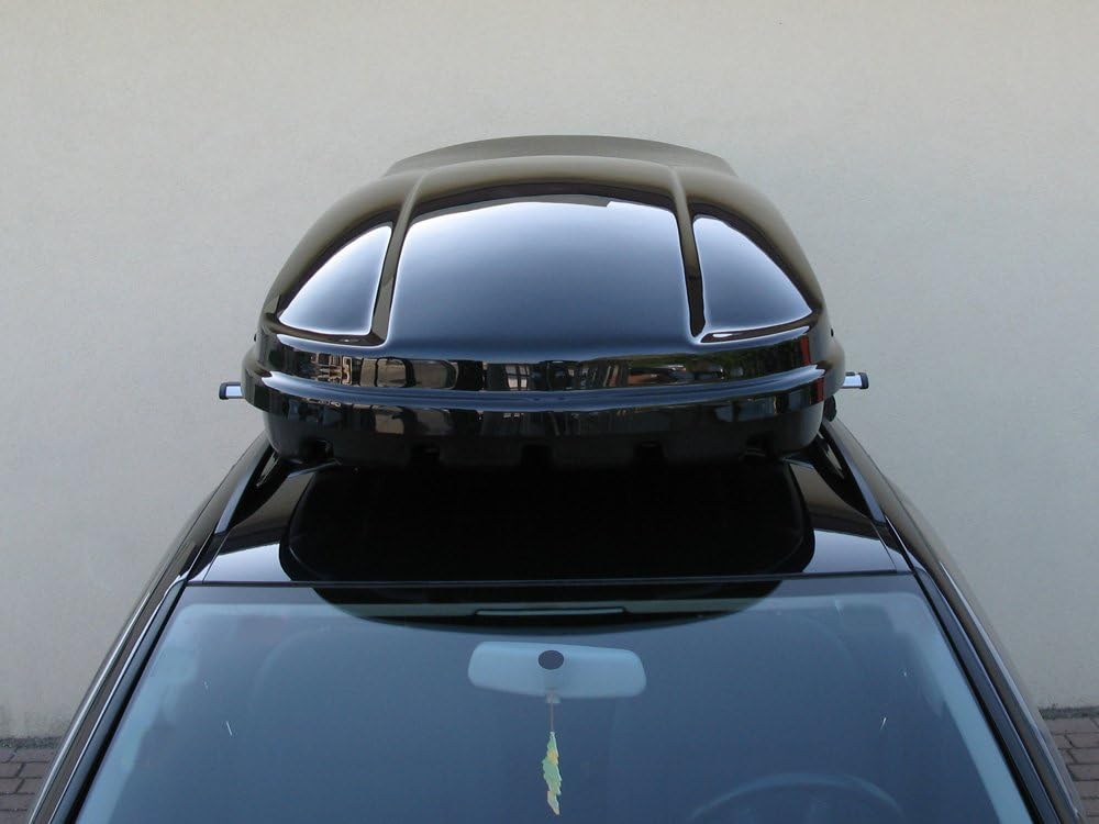 Farad Marlin Dachbox 680L schwarz metallic mit Elastisches Befestigungsnetz - Doppelter Seitenöffner, TÜV-GS Zulassung, 5 Jahre Garantie - 3-Punkt-Zentralverriegelung mit Sicherheitsschlüssel