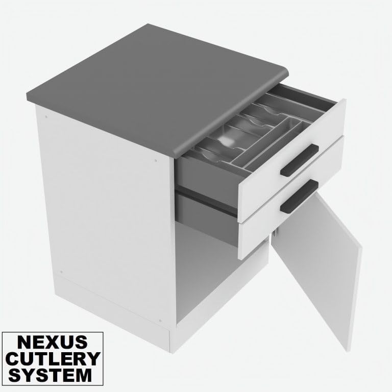 Cocina compacta Belini Madison - Muebles de cocina de 240 cm, cocina equipada sin electrodomésticos, con armarios altos y bajos, con encimeras, blanco brillo