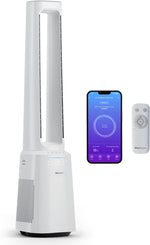 Ventilador sin aspas Pro Breeze OmniAir de 105 cm con purificador de aire: ventilador inteligente para el hogar, Wi-Fi, aplicación, filtro HEPA 13, 10 velocidades: ventilador de torre muy silencioso, 5 modos, oscilación automática de 75°
