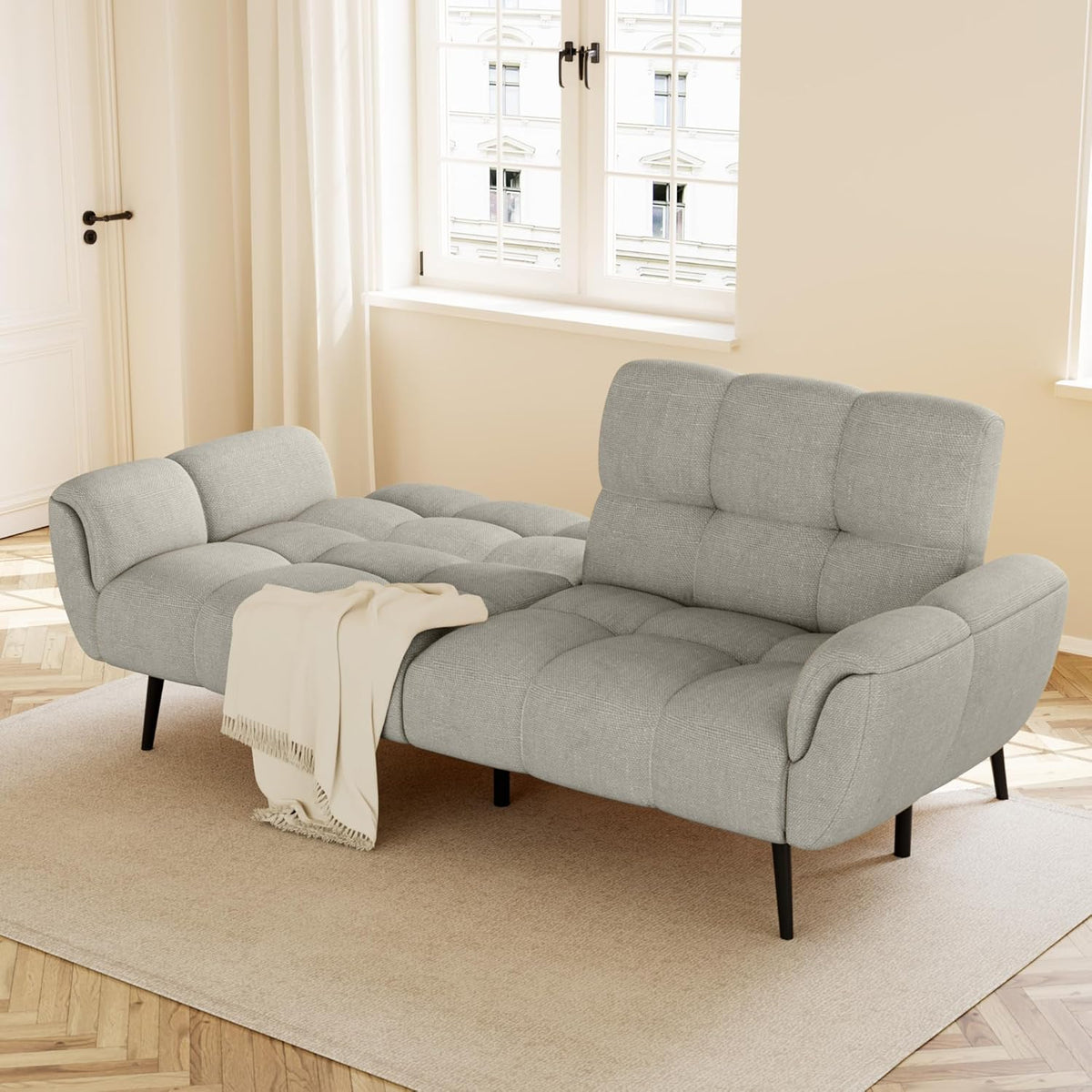 HIPIHOM Sofá con función cama, sofá plegable de 3 plazas, sofá cama de 155x85 cm, cómodo, adecuado para salón, oficina, sala de estar, habitación, dormitorio