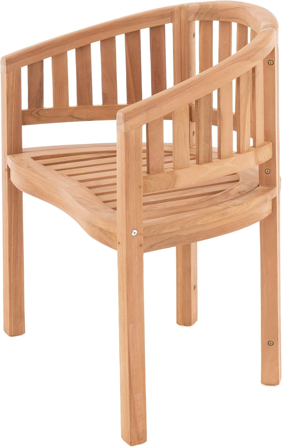 Nexos Trading DIVERO Silla de plátano Sarasota curvada de madera de teca, tratada – Hecha a mano – Color: marrón natural