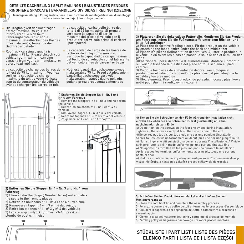 CHROMEMASTER | Compatibles con Citroën Berlingo Corta 2008-2018 | Barras de Techo | Diseñadas para el montaje de barras de techo, cofres de techo o portabicicletas | Estructura de aluminio