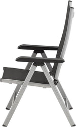 Silla de jardín de respaldo alto Kettler Basic Plus Advantage, ajustable, fácil de plegar, silla plegable práctica, aluminio y plástico resistente, muebles de jardín resistentes a la intemperie, plata/antracita