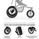 Kinderkraft HELSI 2 Silla de paseo hasta 27 kg, cochecito desde el nacimiento, silla de paseo para correr con grandes ruedas neumáticas, función de reclinado, asa parental ajustable, plegable, cesta debajo del asiento, negro
