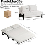 Sofá cama plegable, sillón cama 2 en 1 con función de cama, sofá cama de pana con cojín, cama de invitados, 190 cm × 120 cm para sala de estar/dormitorio/cine en casa/habitación de invitados, blanco, 120 cm