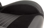 Asiento tipo baquet AutoStyle 'Classic II' - Piel sintética negra + ante + costuras grises - Respaldo ajustable a la izquierda - incl. guías