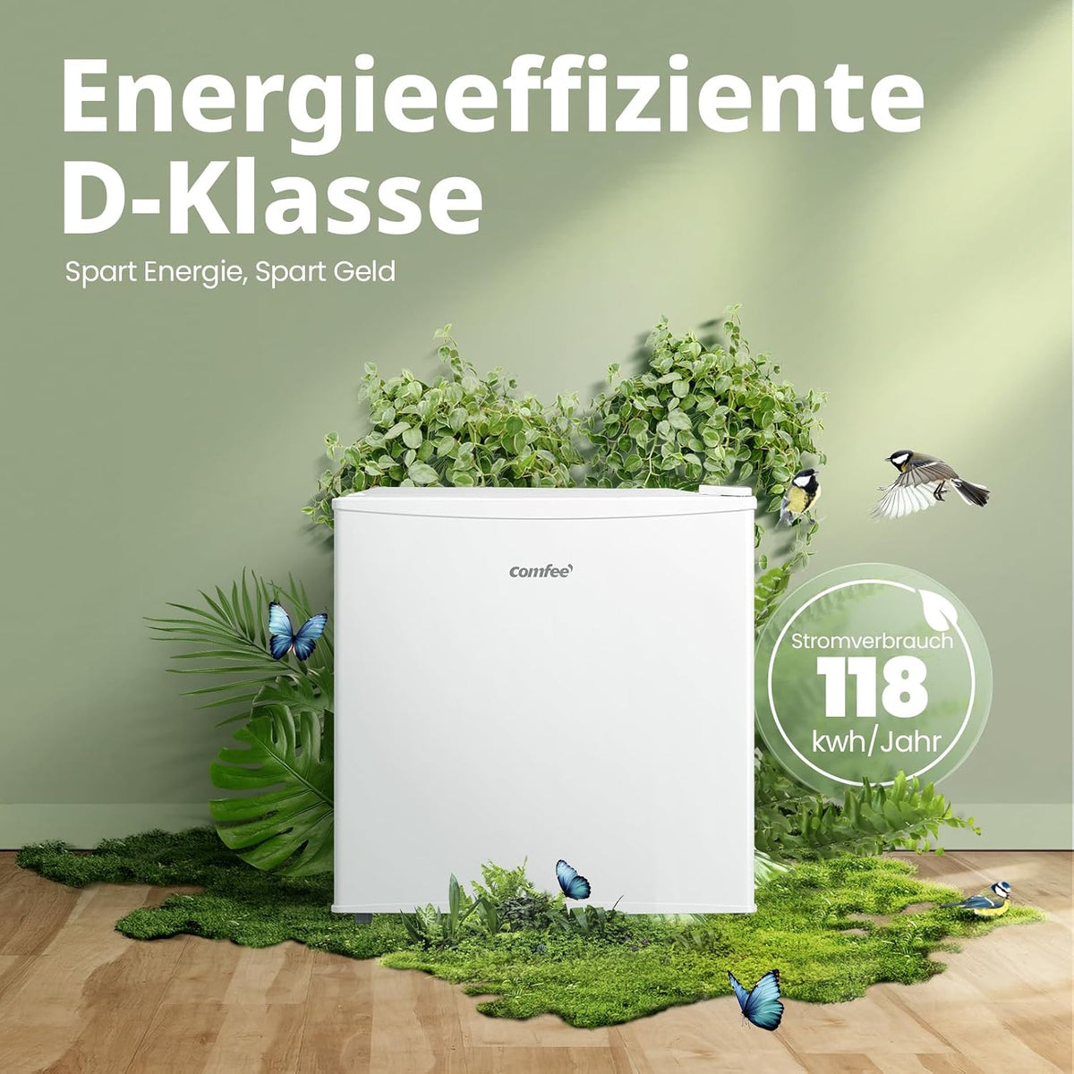 COMFEE RCU40WH3EU(E) 31L Mini Gefrierschrank (-24℃) mit Inverter-Kompressor, D-Energieeffizienz, 4-Sterne-Gefrierleistung, Leise 39 dB, Kompakter Tisch Gefrierschrank für Büro, Küche, Studentenhaus