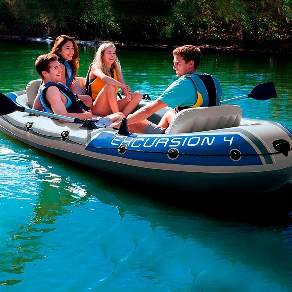 Intex Excursion 4 Set Schlauchboot - 315 x 165 x 43 cm - 3-teilig - Grau / Blau