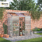 Invernadero Outsunny de policarbonato y aluminio con puerta corredera, ventanas de techo abatibles, invernadero para tomates, casa para plantas, para jardín, 192 x 68 x 196 cm, plateado