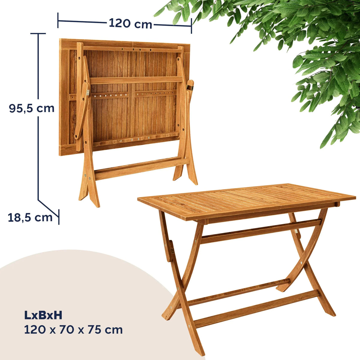 Conjunto de mesa de jardín certificado FSC para 4 personas, 200 cm, 160 kg, resistente a la intemperie, plegable, 5 piezas, acacia con reposabrazos, marrón