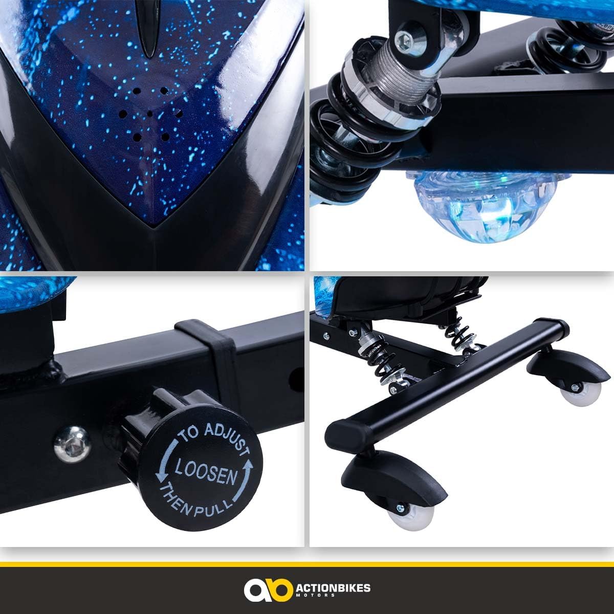 Actionbikes Motors Patinete Eléctrico Infantil para Derrapes | Motor de 𝟐𝟓𝟎 W - Carrito de Derrape 360° - 3 Niveles de Velocidad - Iluminación LED - Asiento Ajustable - Bluetooth - Kart de Derrape - Coche de Derrape (Space Purple)