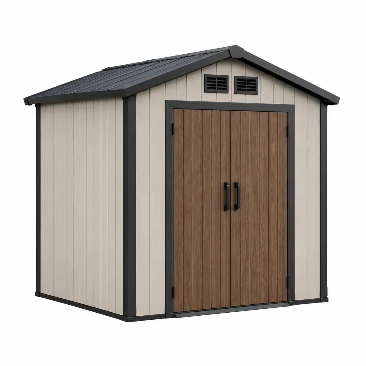 Caseta de jardín de polipropileno con estructura de acero 185 x 152 x 226 cm gris claro/marrón oscuro