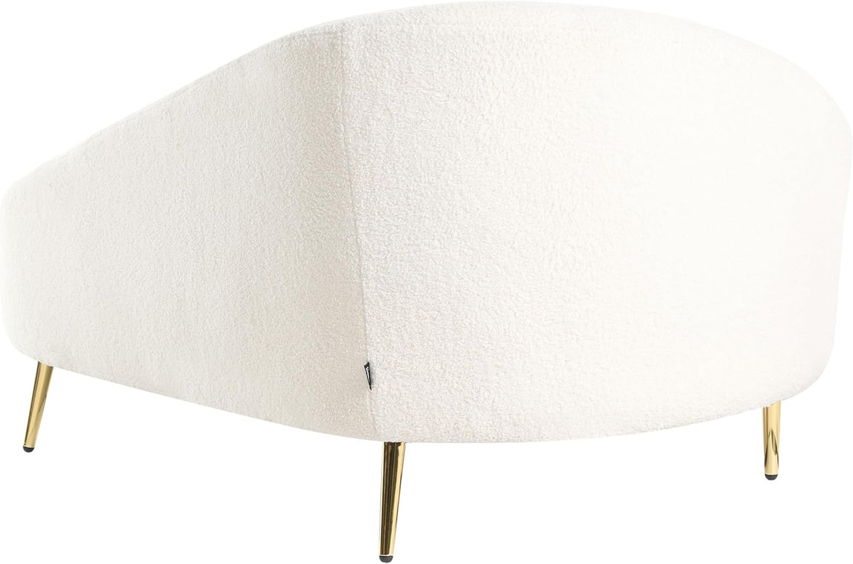 Chaiselongue Beliani izquierda bouclé crema blanco acolchado con estructura de metal dorado Valreas
