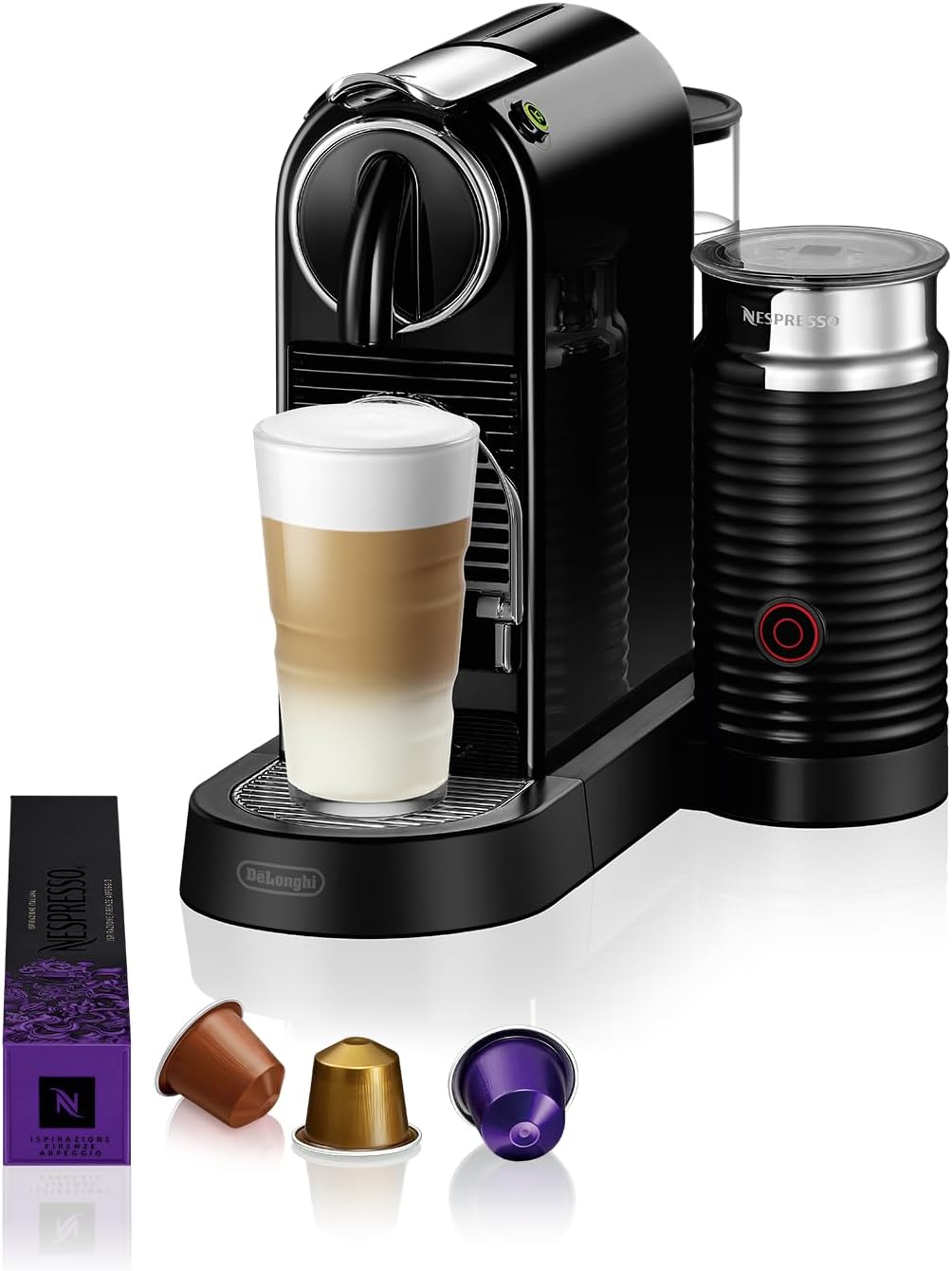 De'Longhi Nespresso Citiz EN267.WAE Kaffeemaschine mit Milchaufschäumer, Energiesparfunktion, Schwarz