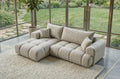 Sofá grande B&B HOME Vitton II, forma en L, tapizado de pana, beige, función cama, arcón, estilo escandinavo (con reposabrazos a la izquierda)