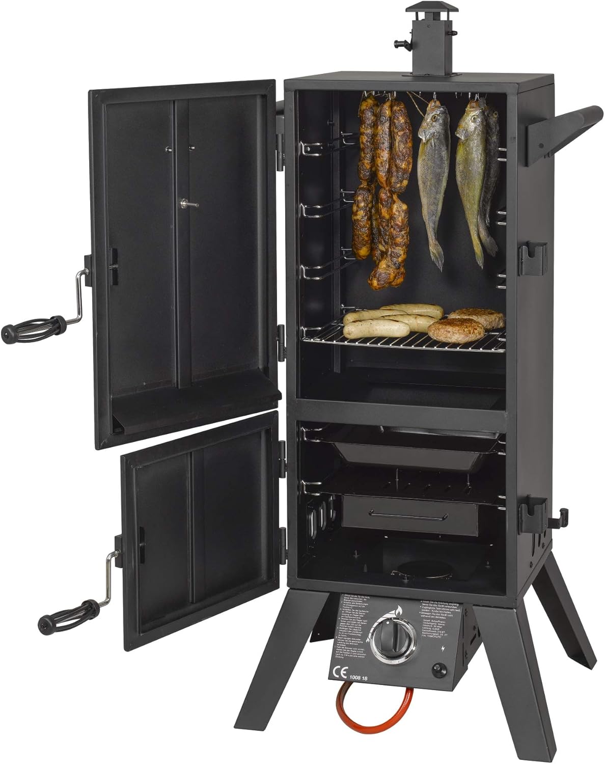 Barbacoa de gas El Fuego® "Portland XL" | incl. funda protectora | incl. manguera de gas y regulador de presión | incl. recipiente de agua y caja de ahumado | Ahumador | Smoker | AY 3172