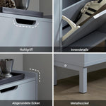 SoBuy Zapatero estrecho con 4 puertas abatibles, mueble zapatero alto y compacto, armario para zapatos con 4 estantes, organizador cerrado para recibidor, pasillo y vestíbulo, 100x91x19cm, Gris claro FSR100-HG
