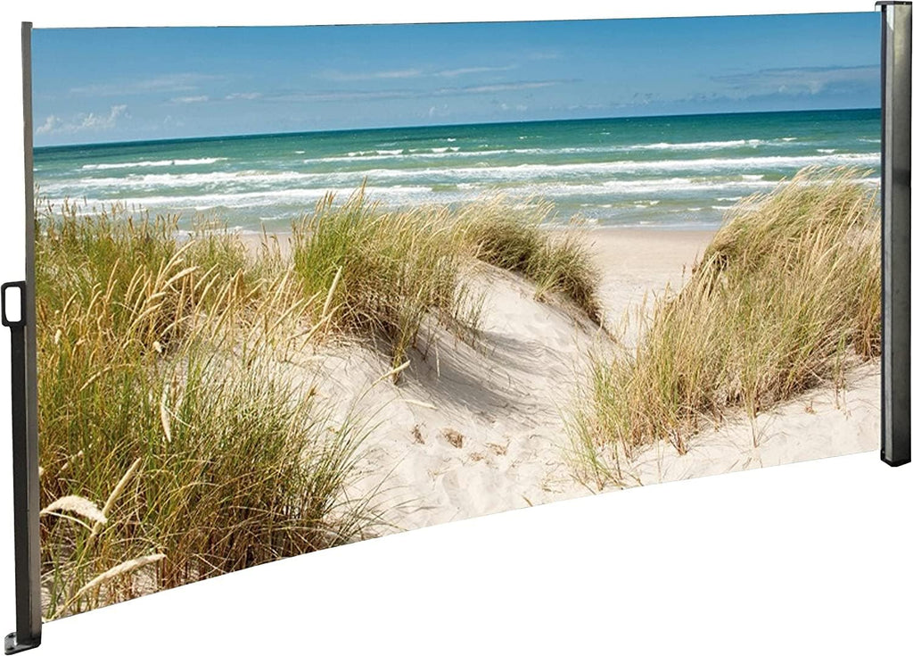 Seitenmarkise Sichtschutz Fotodruck Strand Düne Meer Ostsee Windschutz rechts 160x300 cm