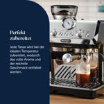 Máquina de café espresso De'Longhi La Specialista Arte EC9155.MB, cafetera con molinillo, 8 niveles de molienda, 15 bares, 3 temperaturas, boquilla para espuma de leche, 1550W, depósito de 1,7L, acero inoxidable/negro incluye kit de barista