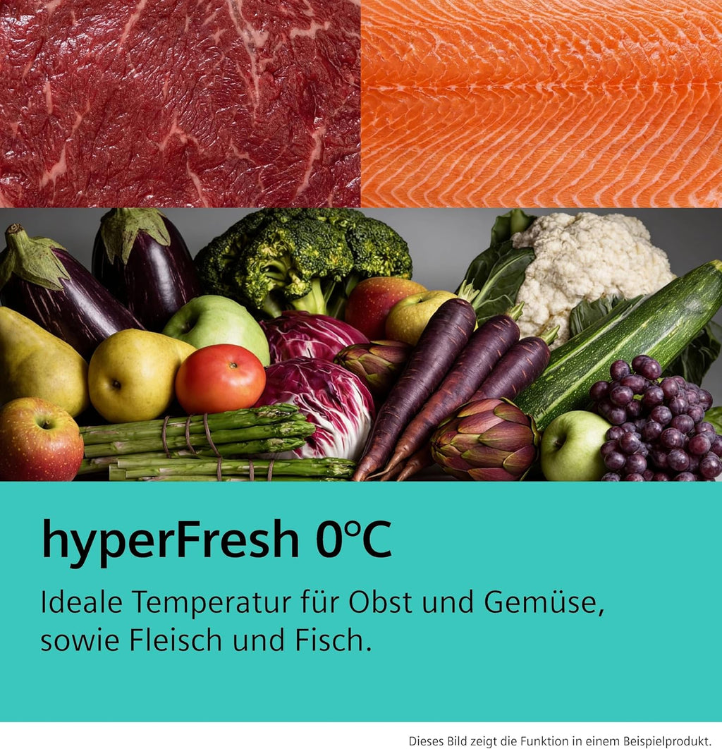 Siemens iQ500 Freistehender XXL Kühlschrank 186,2 x 59,5 cm, KS36NAICG, 402 L Kühlen, Total noFrost, hyperFresh 0°C Schubladen, LED-Beleuchtung, Nahtlose Platzierung, antiFingerprint Edelstahl
