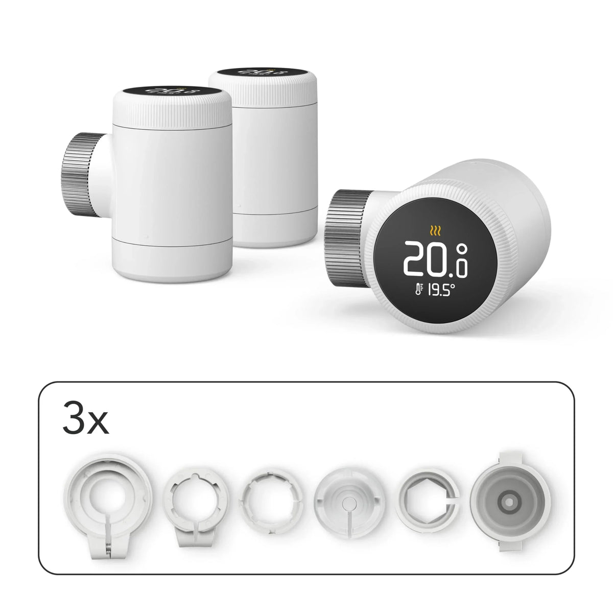 Termostato inteligente para radiador X Trio Pack con control por aplicación, Thread, Matter y pantalla táctil, set de 3 unidades