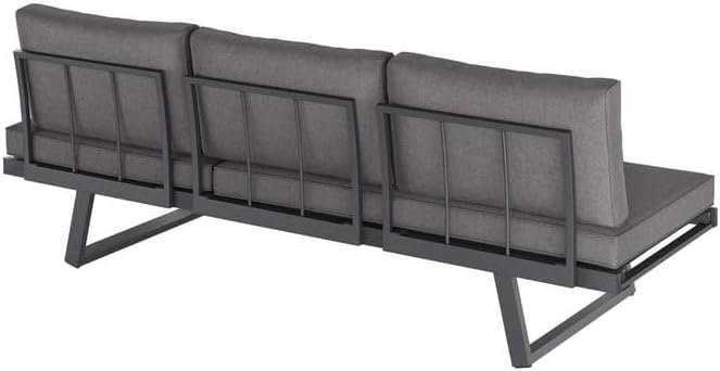 OUTLIV. Gartenloungesofa Lucca, Aluminium,Olefin, wetterfest, mit Verstellbarer Sitzfläche, 200x71x76 cm, Anthrazit