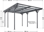 Cochera Juskys con techo plano 5x3 m - Cubierta de aluminio con placas alveolares - Refugio para coches - Montaje independiente - Gris oscuro