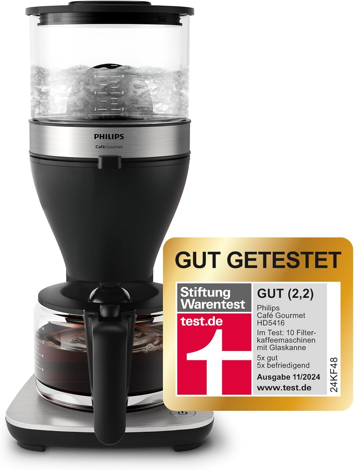 Cafetera de filtro PHILIPS, negra, capacidad de 1,25 L